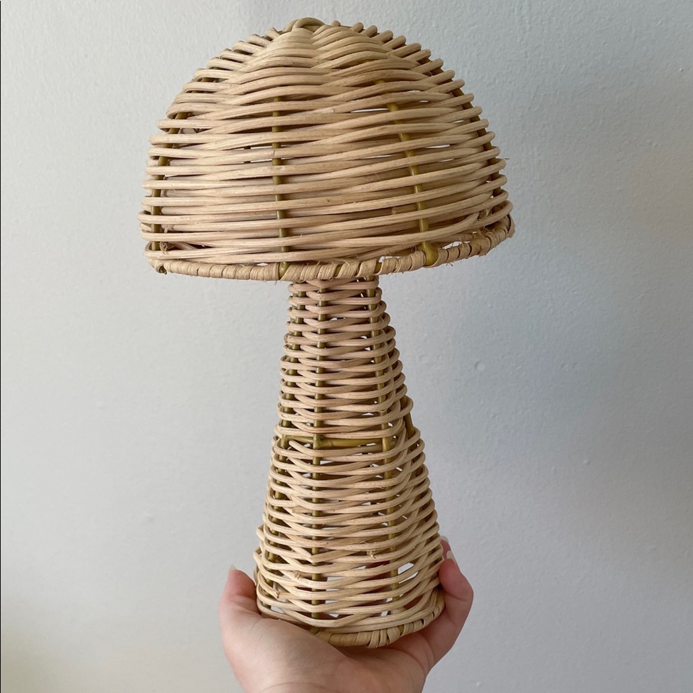 Woven Rattan Mushroom Table Accent - Natural Tan